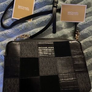 Michael Kors Black Textured Crossbody Bag
